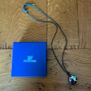 Swarovski- Blue Leather Crystal Necklace